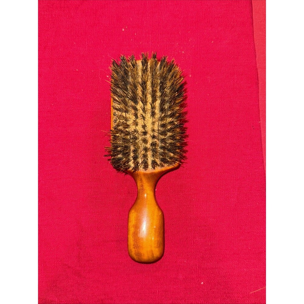 Vintage Mohawk Genuine Satinwood Boar Bristle Hairbrush #142 Made In USA Brush